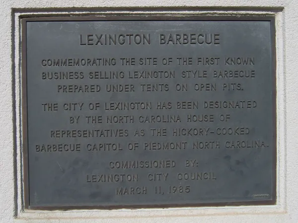 Lexington barbecue history plaque